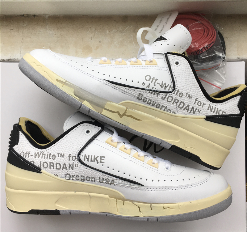 2021 Air Jordan 2 Low White Black Yellow Shoes